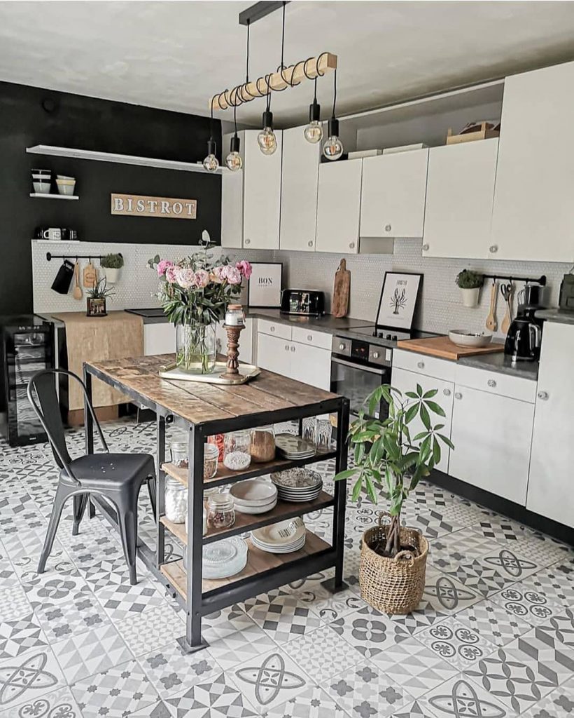 Desain Interior Dapur Cantik Gaya Bohemian Dengan Tegel