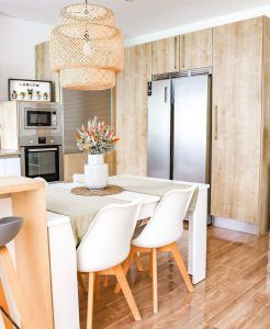 Desain Interior Dapur dan Ruang Makan yang Menyatu dengan Kombinasi